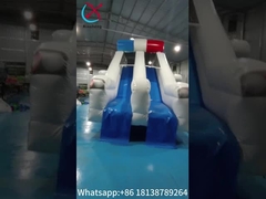 Özel arka bahçe şişme kaydırıcı polis devriye vagonu karton şişme çift kuru kaydırıcı