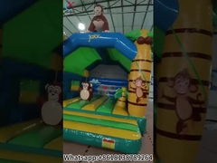 Slide Kombo ile şişme Çubuk Jungle Maymun Şişme Kale