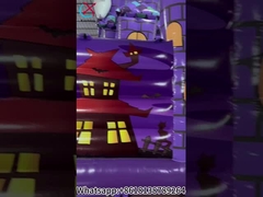 Şişme Eğlence Şehri Cadılar Bayramı Kabakları Mor Şişme Kale