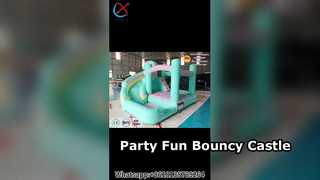 Pastel Bouncy Castle Slide Çocuk Partileri Eğlenceli