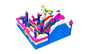 Slayt Atlama Ev Sıçrama kombo ile Yeni Renkli Unicorn Tema Şişme Eğlenceli Şehir Şişme Bouncer