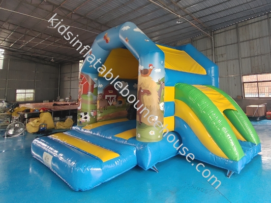Ticari Çocuklar Slide Farm Temasıyla Şişme Atlama Kalesi Açık Açık İçeride Şişme Atlama Evi Kombosu