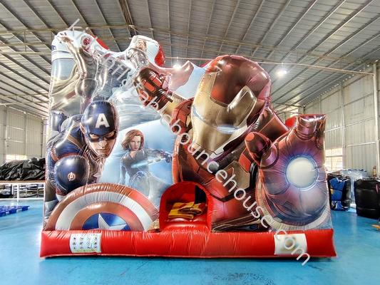 Yeni Tasarım Dijital Yazdırma Slide ile şişme sıçrama evi Marvel Iron Man şişme atlama kalesi çocuklar için