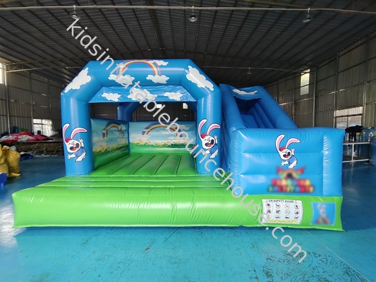 Slide ile PVC Tarpaulin şişme sıçrayışlı ev mavi gökyüzü açık hava iç mekan çocuklar için şişme kombinasyon