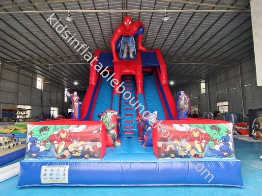 Ticari şişkin çift kaydırma Spider-Man şişkin kuru kaydırma Çocuklar ve yetişkinler için kale Satılık