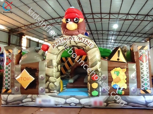 Ticari şişme Bouncy Forest temalı kale evi kombinasyonu