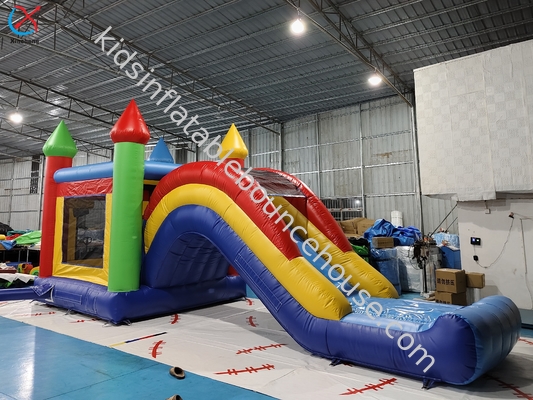 Ticari renkli şişme kombinasyonlar kaydırma kalesi ile şişme sıçrama evi
