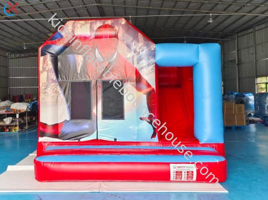 Commercial Inflatable Bouncy Castle With Slide Spiderman Bouncy Castle For Sale