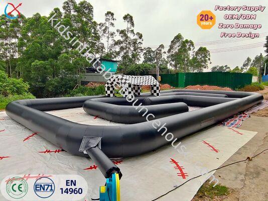 Ticari şişme siyah Go-Kart yarış pistleri