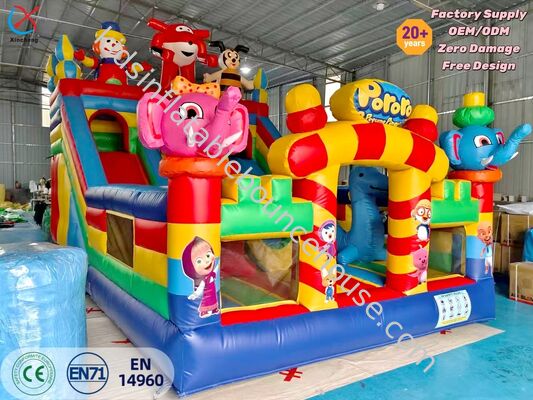 Customized Cartoon Theme Inflatable Bounce House Slide Combo Jumping Castle For Rental Business