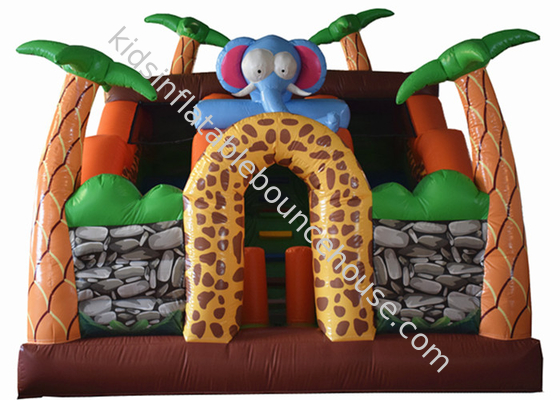 Şişme Safari Parkı Bouncy Slide / PVC Şişme Fil Fedai Renkli